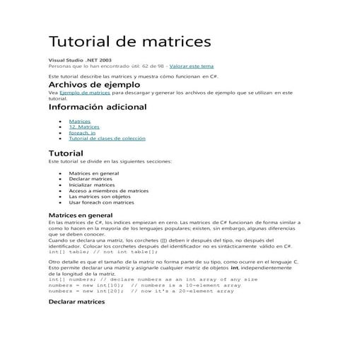 Tutorial de matrices c#