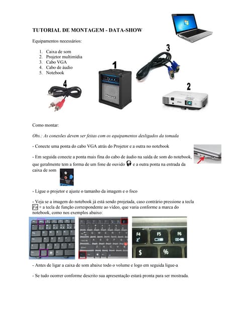 Tutorial Ligando Datashow | PDF