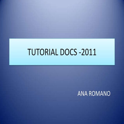 Tutorial Docs