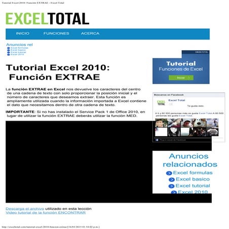 Tutorial excel 2010 función extrae | PDF