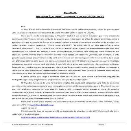 Tutorial instalacao thunder_cache