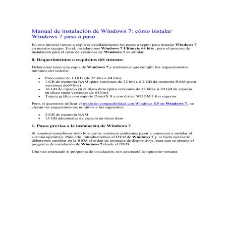 Tutorial instalacion windows 7 | PDF