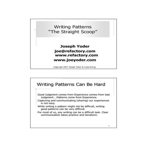Joe's Pattern Writing