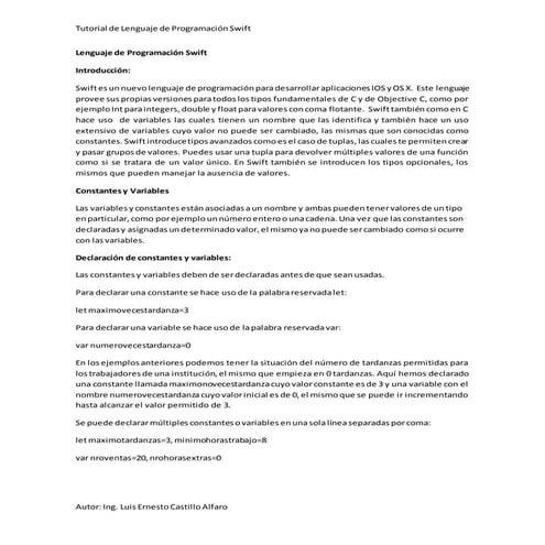 Tutorial de Lenguaje de Programación Swift
