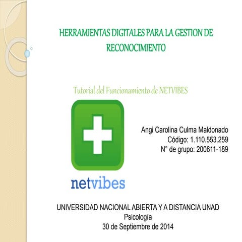 Tutorial N° 1 Funcionamiento de Netvibes