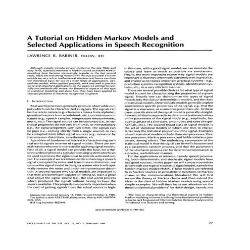 Tutorial on hmm and applications