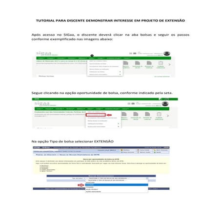 Tutorial para discente demonstrar interesse em projeto de extensão