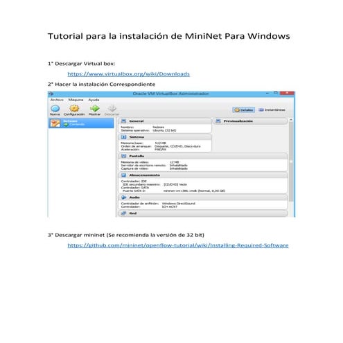 Tutorial para la instalación de mini net en windows | PDF