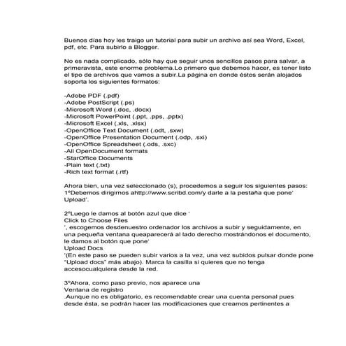 Tutorial para subir un archivo a blogger