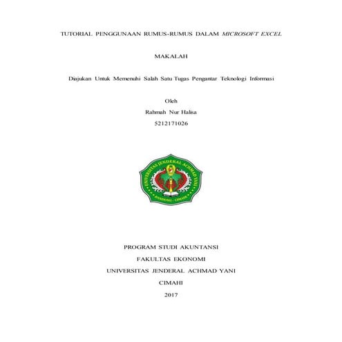 Tutorial penggunaan rumus excell