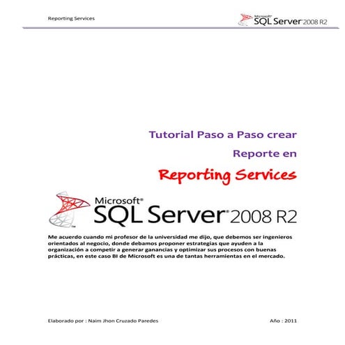 Tutorial reporting services 2008  r2   - Basico 