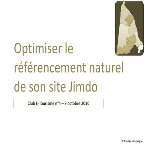 Tutoriel etourisme - travailler le référencement naturel de son site jimdo