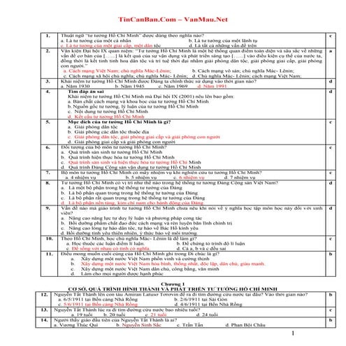 426 câu hỏi trắc nghiệm tư tưởng hồ chí minh - có đáp án - tincanban.com