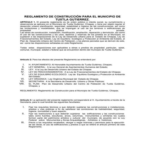 Reglamento de construccion Tuxtla Gutiérrez