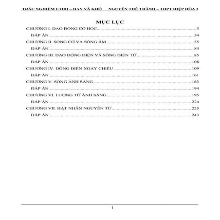 TUYỂN TẬP CÁC CÂU TRẮC NGHIỆM CÁC CHƯƠNG VẬT LÝ 12 LUYỆN THI ĐẠI HỌC