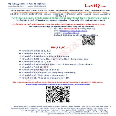 Đấu trường Vioedu lớp 1 năm 2025  -  2026