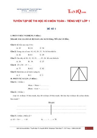 Tuyển tập đề thi học kì 2 môn Toán - Tiếng việt lớp 1