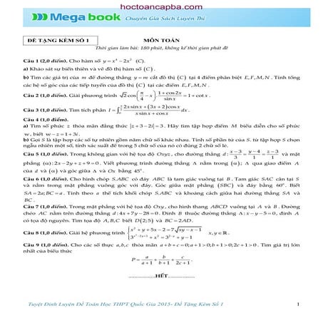 Tuyệt đỉnh luyện đề thi thpt môn toán