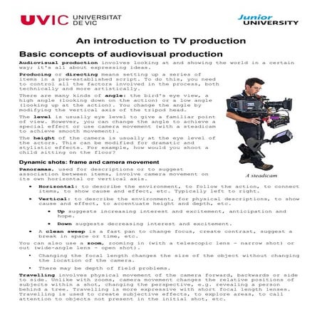 Tv production junior-university (Universitat de Vic) - Summer School Campus