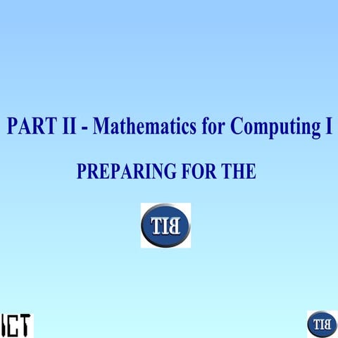 IT1101 Mathematics for Computing II 2001