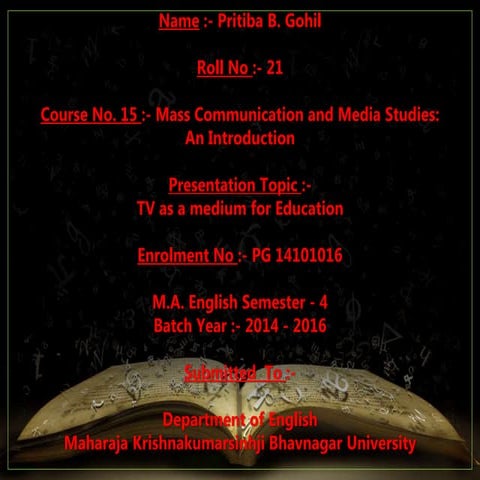 TV or Television as a Medium for Education