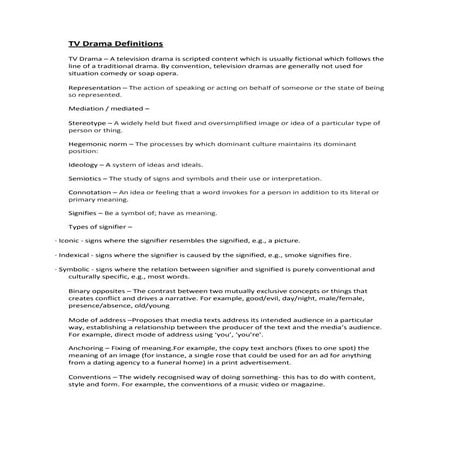 Tv Drama Definitions