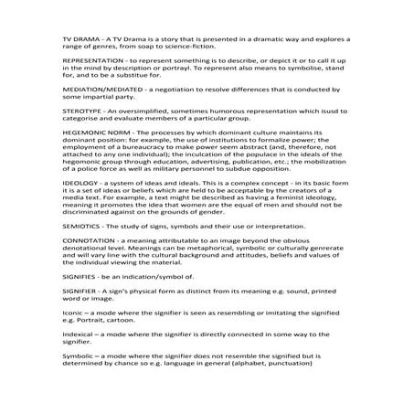 Tv drama key terms and covnentions