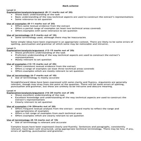 Tv drama mark scheme