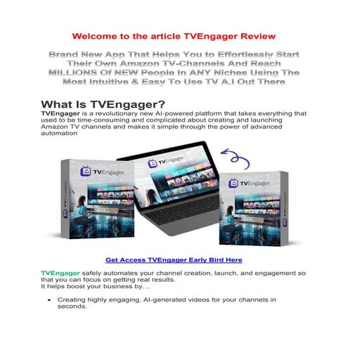 TVEngager Review and Bonus - Unlock Amazon’s 150 million Viewers | PDF