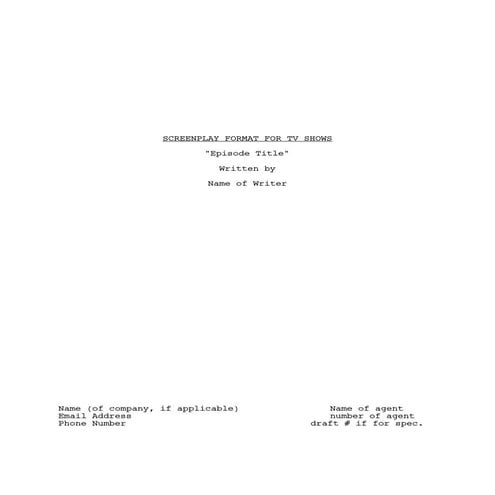 How to set out a Screenplay | PDF
