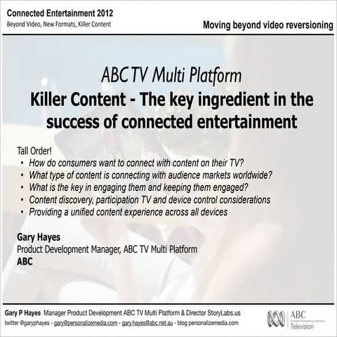 Killer 2nd Screen and Social TV: Production Methodology