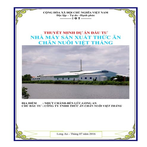 Tư vấn lập dự án nhà máy sản xuất thức ăn việt thắng long an