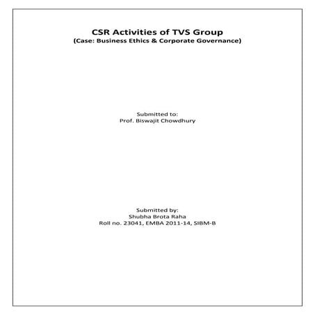 Case Study: CSR Activities by TVS