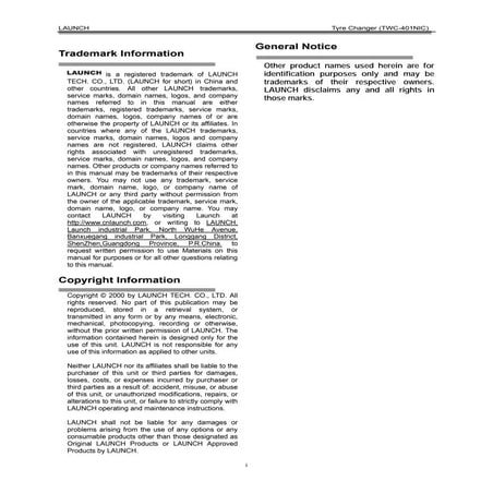 Original TWC-401 NIC Tyre Changer