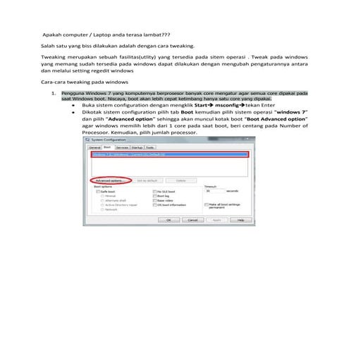Tweaking pada windows