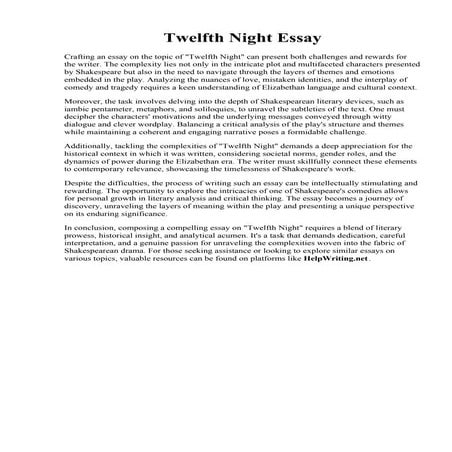 Twelfth Night Essay