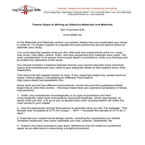 Twelve Steps To Writing An Effective Materials And Methods