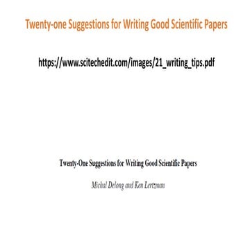 Twenty one suggestions