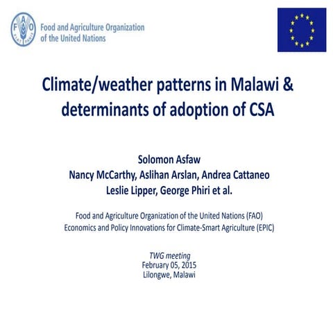 Climate/weather patterns in Malawi & determinants of adoption of CSA
