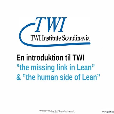 En Introduktion til Training Within Industry (TWI) 