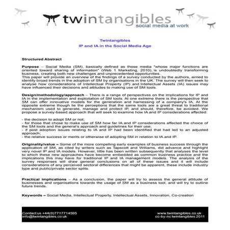 Twintangibles - IP & IA in the Social Media Age