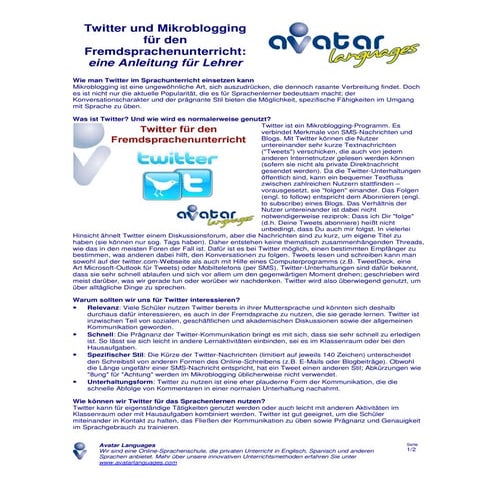 Twitter und Mikroblogging für den Fremdsprachenunterricht