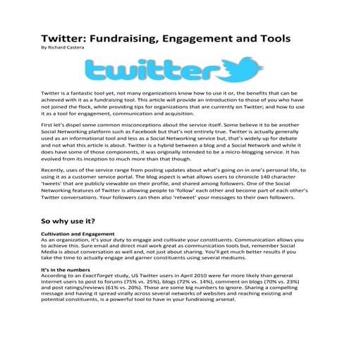 Twitter: Fundraising, Engagement and Tools