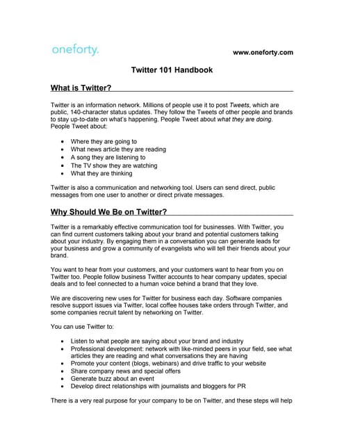 Twitter 101 handbook