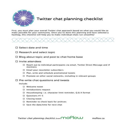 Twitter chat planning checklist
