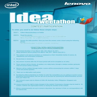 Lenovo's 'Idea Tweetathon' Contest Guidelines
