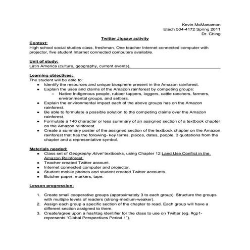 Twitter Jigsaw Activity Pdf