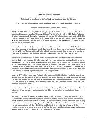 Dick Costolo Steps Down as Twitter CEO