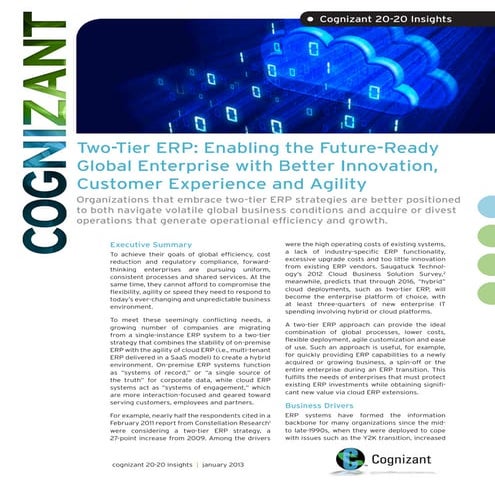 Two-Tier ERP: Enabling the Future-Ready Global Enterprise with Better Innovat...