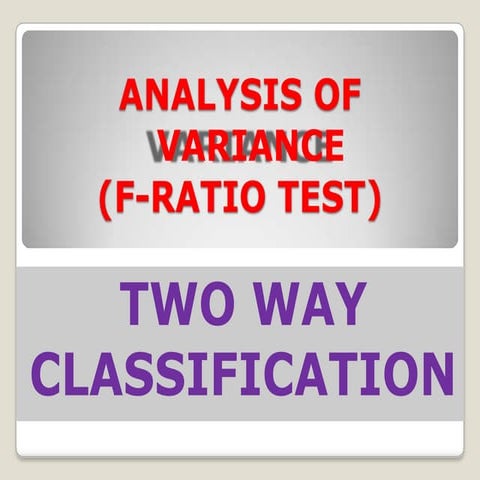 Analysis of Variance (F-ratio Test) Two Way Classification